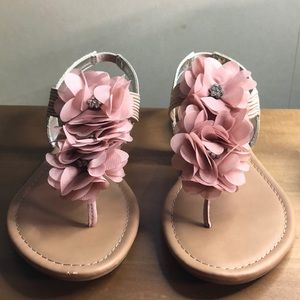 Material Girl Sandal w/Pink Floral Sparkly Accent